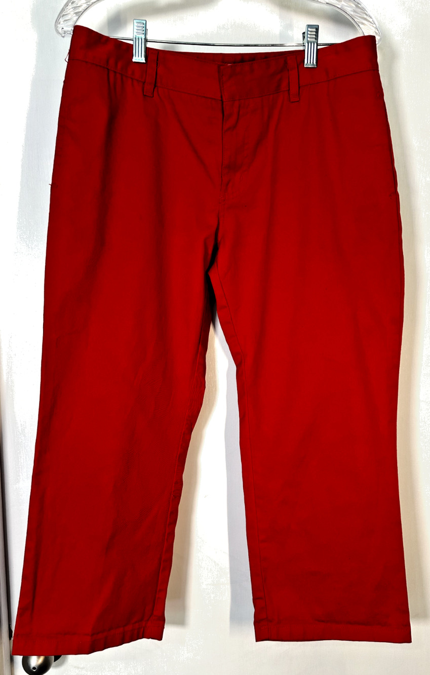 Dickies Girl Red Cropped Wide Leg Capri Pants Juniors Size 9 Womens 8